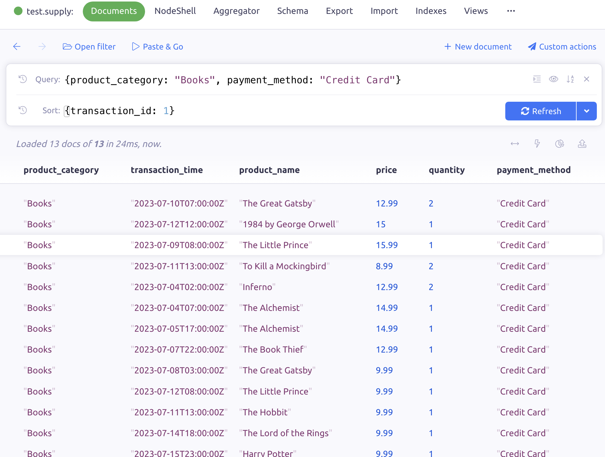 Basic query operation on Mingo